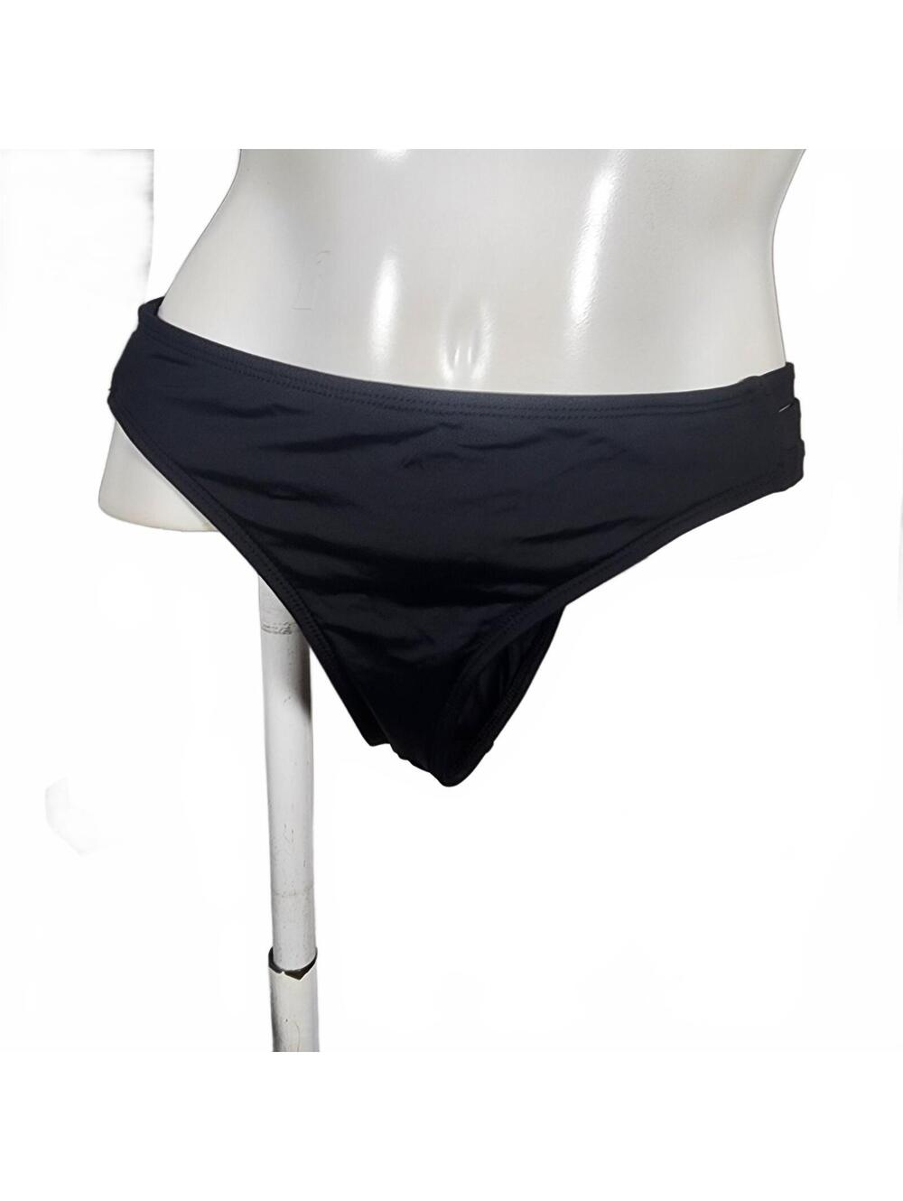 Eidon Black Micro Nylon and Spandex Bikini Bottoms (XL)